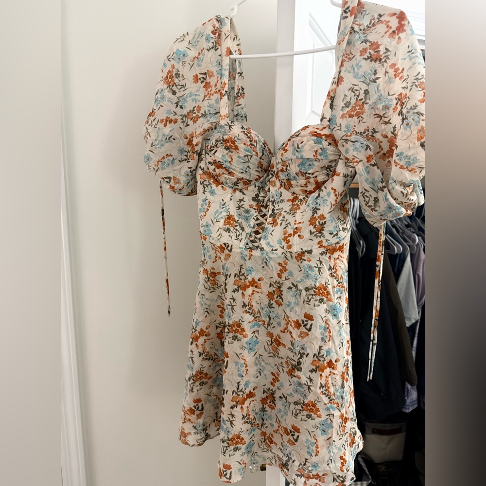 Chic Floral Mini Dress with Puff Sleeves